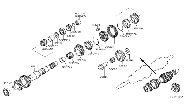 2011 Infiniti G37 Gear Assembly-3RD, Counter Diagram for 32260-CD80B