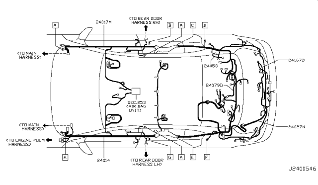 2007 Infiniti G35 Harness-Body Diagram for 24027-JK60A