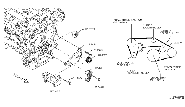 2007 Infiniti G35 TENSIONER Assembly Auto Diagram for 11955-JK21A