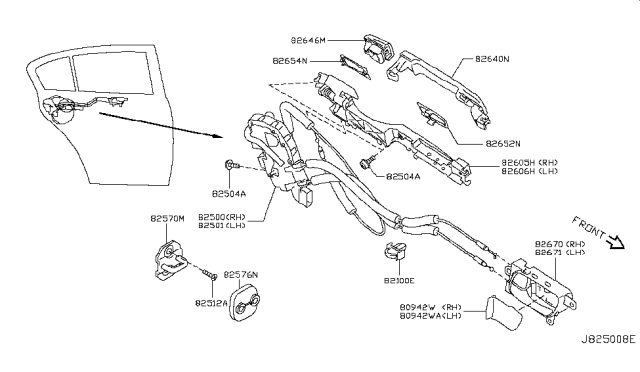 2009 Infiniti G37 Grip-Outsidehandle Diagram for 82640-JU43A