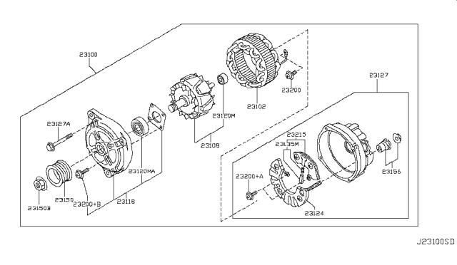 2015 Infiniti Q40 Rotor Assembly Diagram for 23108-3WG1A