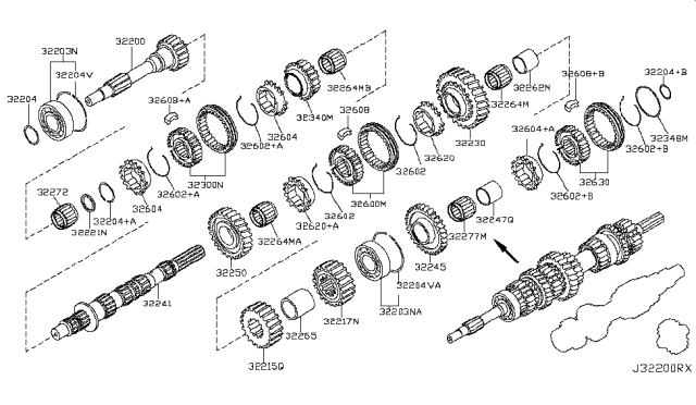 2009 Infiniti G37 Gear Assembly-2ND Diagram for 32250-CD404