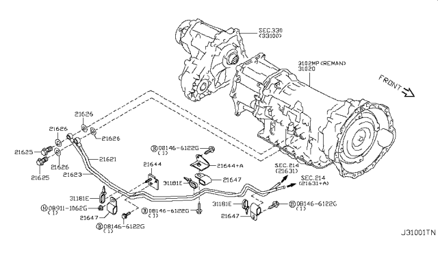 2012 Infiniti G37 REMAN Transmission Assembly-AUTOM Diagram for 3102M-X435CRE