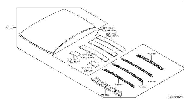 2015 Infiniti Q40 Roof Assy Diagram for G3100-JK6MA