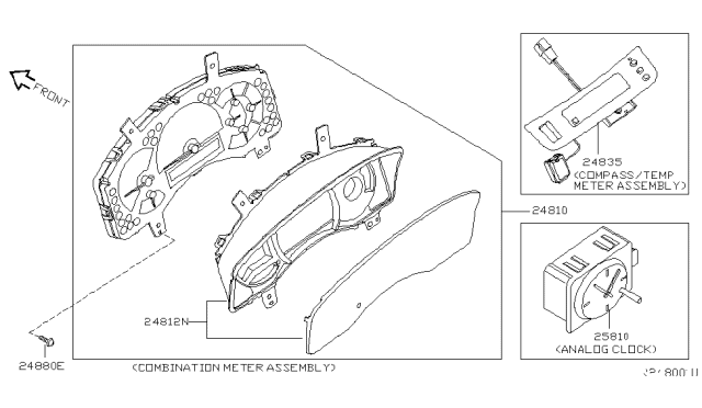 2007 Infiniti QX56 Instrument Combination Meter Assembly Diagram for 24810-7S60A