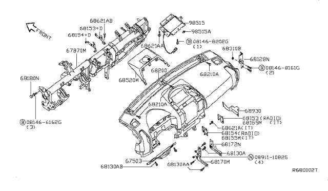 2008 Infiniti QX56 Cover-Instrument Stay Diagram for 68930-ZC002
