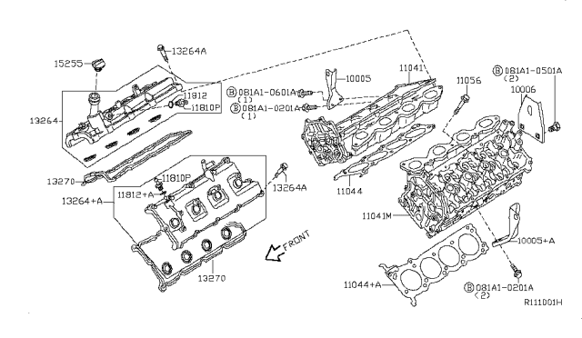 2009 Infiniti QX56 Gasket-Cylinder Head Diagram for 11044-7S002