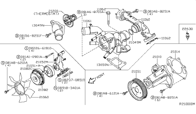 2008 Infiniti QX56 Gasket-Water Outlet Diagram for 11062-7S000