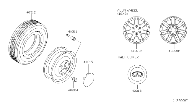 2008 Infiniti QX56 Cap Road Wheel Diagram for 40315-ZC51A