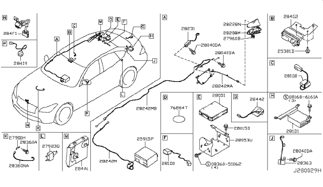 2014 Infiniti Q70 Mic Assembly-Active Noise Control Diagram for 281D0-1MA1B