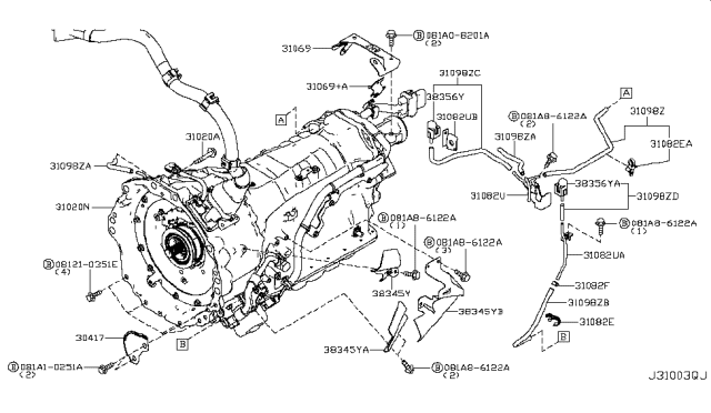 2018 Infiniti Q70 Auto Transmission,Transaxle & Fitting Diagram 1