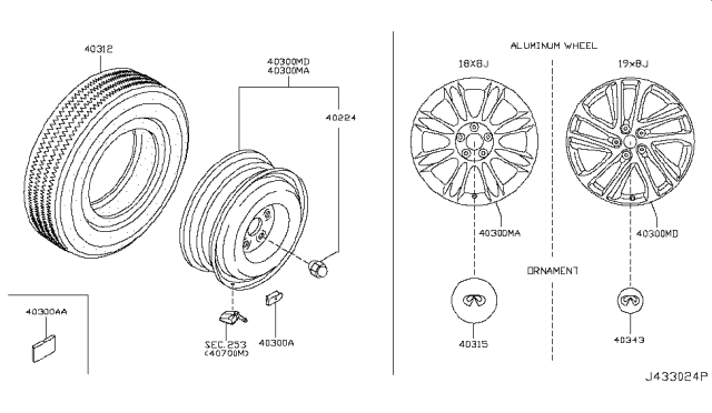 2016 Infiniti QX50 Cap-Disc Wheel Diagram for 40315-1BB2A