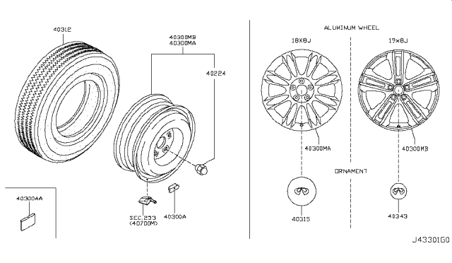 2010 Infiniti EX35 Aluminum Wheel Diagram for D0C00-1BB4A