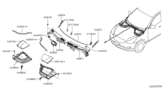 2012 Infiniti EX35 Cover-Battery Connector Diagram for 65278-JK600