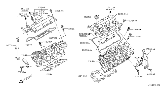 2011 Infiniti G37 Cylinder Head Diagram for 11040-EY02D