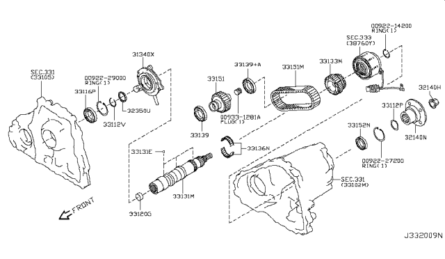 2011 Infiniti G37 SPROCKET-Front Drive Diagram for 33133-1CA0A