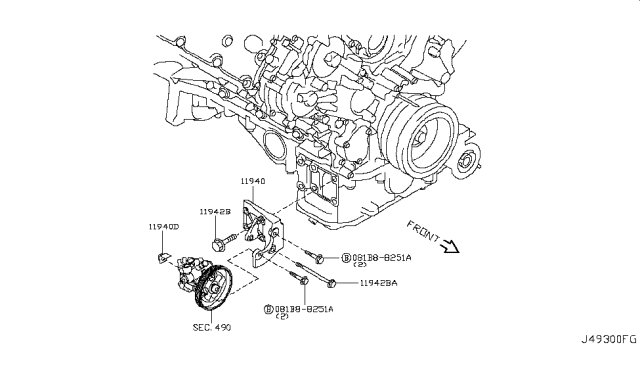 2015 Infiniti Q70L Power Steering Pump Mounting Diagram 1
