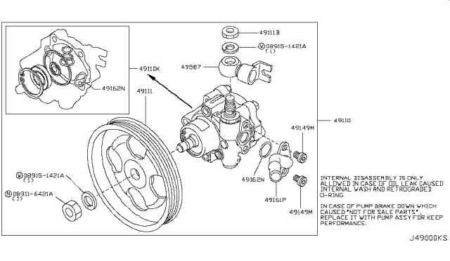 2012 Infiniti M37 Power Steering Pump Diagram 1