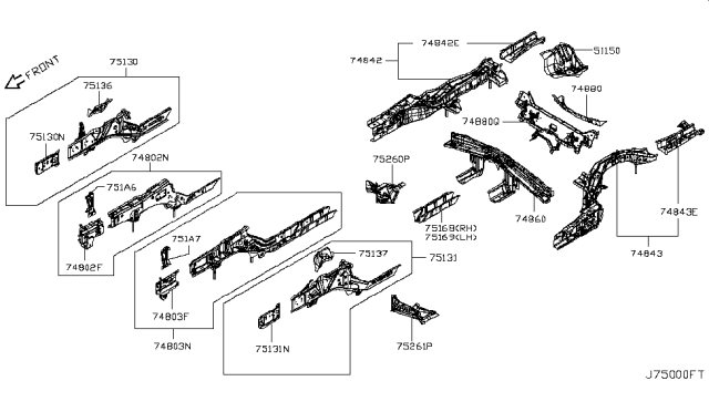 2016 Infiniti Q70L Member-Side Front LH Diagram for G5111-1MA0A