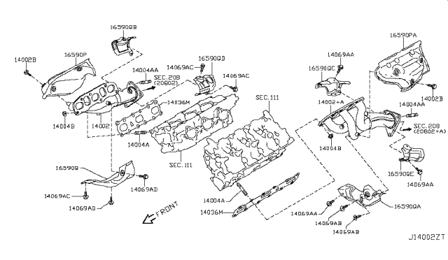 2015 Infiniti Q70 Bolt Diagram for 14069-JG30B