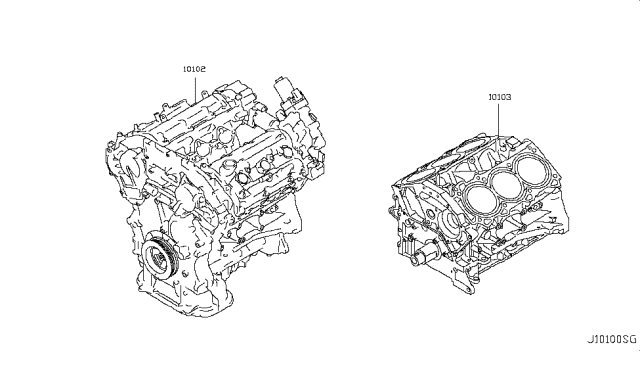 2011 Infiniti M37 Bare & Short Engine Diagram 2