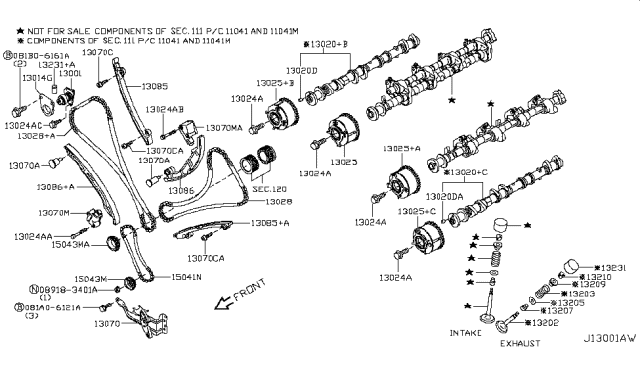 2013 Infiniti M37 Valve-Exhaust Diagram for 13202-1LA0B