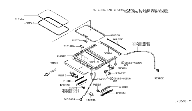 2018 Infiniti Q70L Sun Roof Parts Diagram