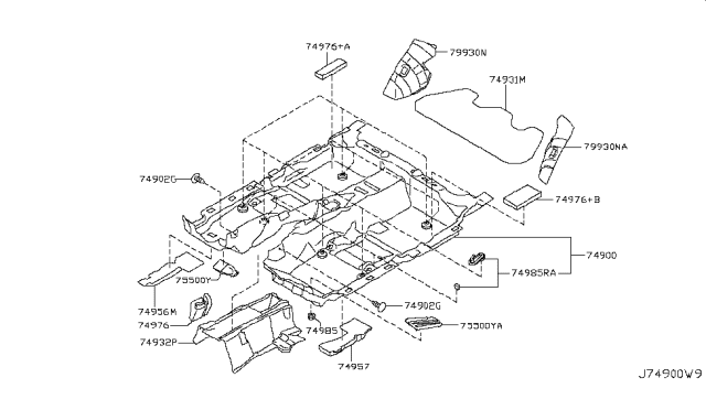 2015 Infiniti Q70 Trim Assembly Lug Diagram for 749D8-1MA0A