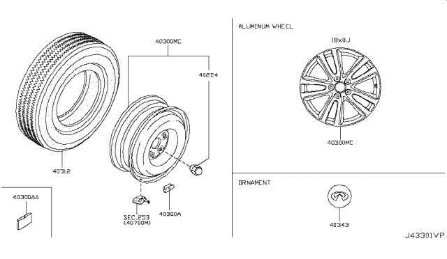 2019 Infiniti Q70L Aluminum Wheel Diagram for D0CMM-3ZF4A