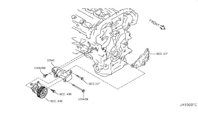 2015 Infiniti Q70L Power Steering Pump Mounting Diagram 2