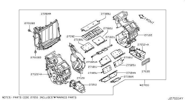 2011 Infiniti M37 Heater-Case Diagram for 27313-1ME0A