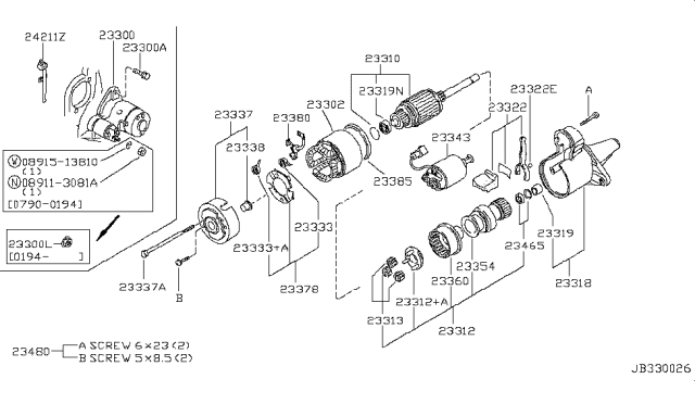 1991 Infiniti G20 ARAMATURE Assembly Diagram for 23310-65Y10