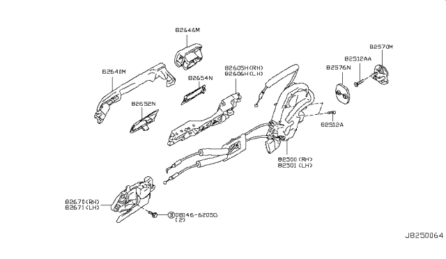 2008 Infiniti M45 Bracket-Outside Handle,LH Diagram for 80611-EG000