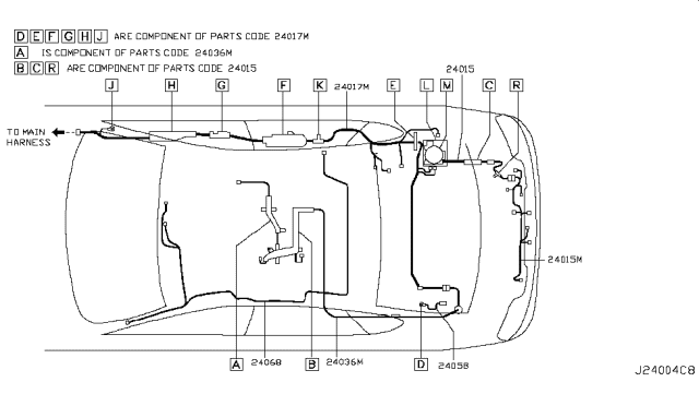 2007 Infiniti M45 Harness-Body, NO. 2 Diagram for 24017-EJ70A