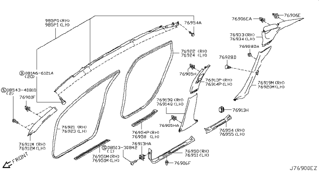 2008 Infiniti M45 Plate-Kicking,Front LH Diagram for 769B5-EJ71B