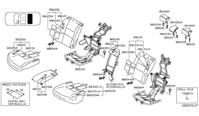 2008 Infiniti M45 Trim Cushion Rear Diagram for 88370-EG69A