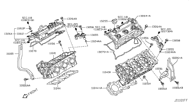 2008 Infiniti M45 Gasket-Cylinder Head Diagram for 11044-EA200