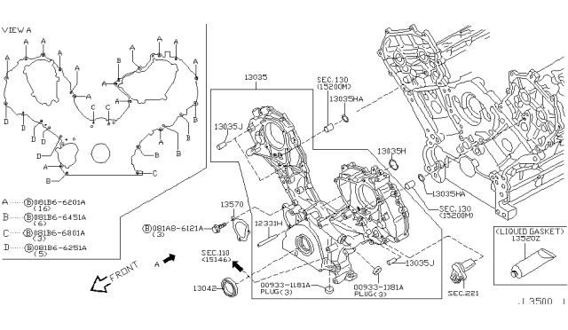 2010 Infiniti M45 Front Cover,Vacuum Pump & Fitting Diagram 1
