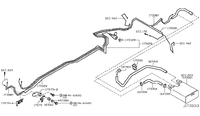 2007 Infiniti M35 Tube Assy-Fuel Feed Diagram for 17502-EJ70B