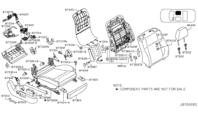 2010 Infiniti M35 Cover-Seat Slide Diagram for 87508-EG00E