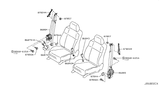 2009 Infiniti M35 Belt Assembly-Front Seat Buckle Diagram for 86842-EG00C