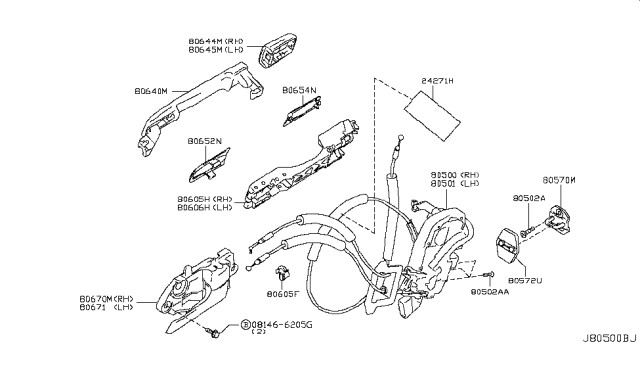 2009 Infiniti M35 Grip - Outside Handle, RH Diagram for 80640-EJ74A