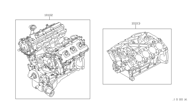 2006 Infiniti M45 Bare & Short Engine Diagram 1