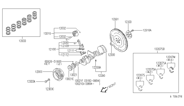1995 Infiniti J30 Piston,Crankshaft & Flywheel Diagram 1