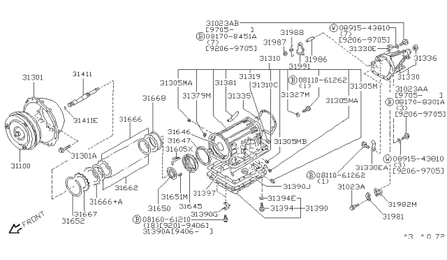 1997 Infiniti J30 Seal Oil Rear Exhaust (11.0 Mm) Diagram for 31375-41X06