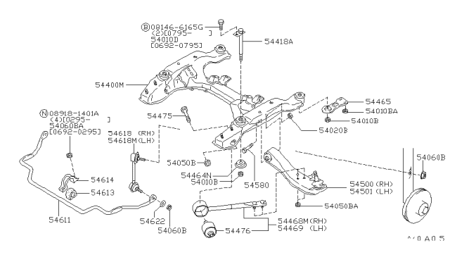 1996 Infiniti J30 Bolt-Tension Rod Diagram for 54475-6P000