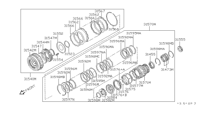 1997 Infiniti J30 Plate-Retaining,Forward Clutch Diagram for 31537-41X04