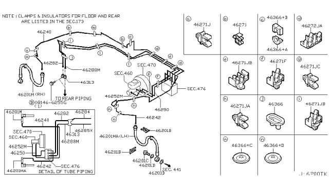 2008 Infiniti FX35 Hose Assembly-Brake Front Diagram for 46211-CG00A
