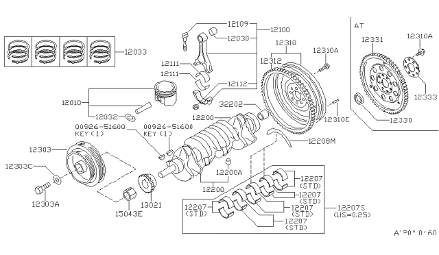 1999 Infiniti G20 Gear-Ring Diagram for 12312-62J00