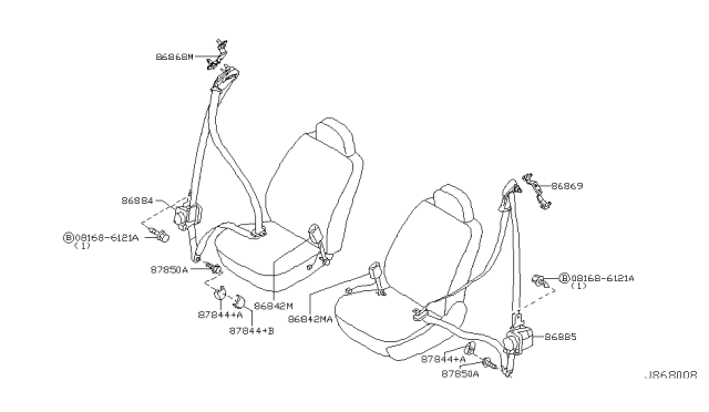 2006 Infiniti G35 Belt Assembly-Front Seat Buckle Diagram for 86843-AC703